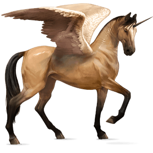 winged riding unicorn hanoverian dun