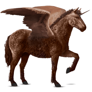 winged riding unicorn curly liver chestnut