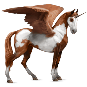 winged riding unicorn paint horse chestnut tobiano