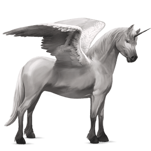 winged unicorn pony  light grey