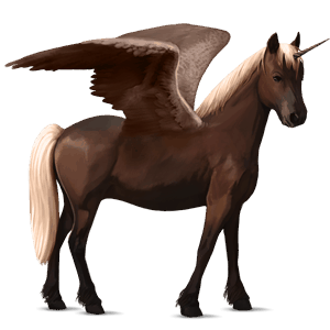 winged unicorn pony  highland pony flaxen liver chestnut 