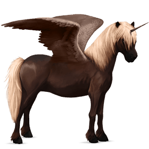 winged unicorn pony  newfoundland pony flaxen liver chestnut 