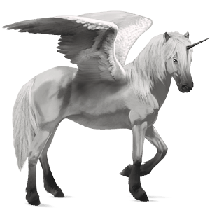 winged riding unicorn light grey