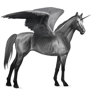 winged riding unicorn thoroughbred dapple grey