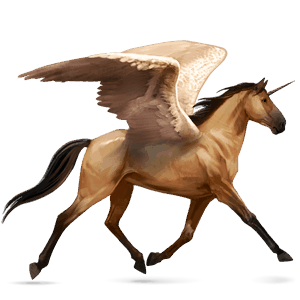 winged riding unicorn purebred spanish horse dun